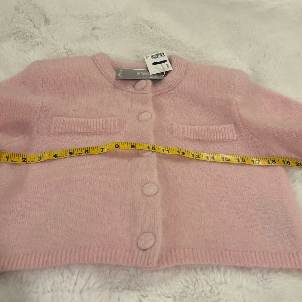 NEW H&M Mohair-Blend Cardigan with Shoulder Pads (Light Pink) Small - Picture 9 of 11